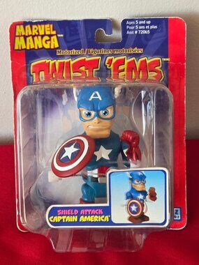 2004 MARVEL MANGA, TWIST 'EMS, MOTORIZED CAPTAIN AMERICA, MINT IN PACKAGE!!!